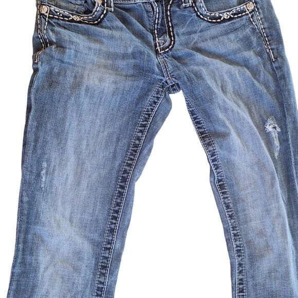 Miss Me Jeans Women's Embellished Bootcut Jewelled Distressed Denim Size 28 x 32 - Picture 14 of 16